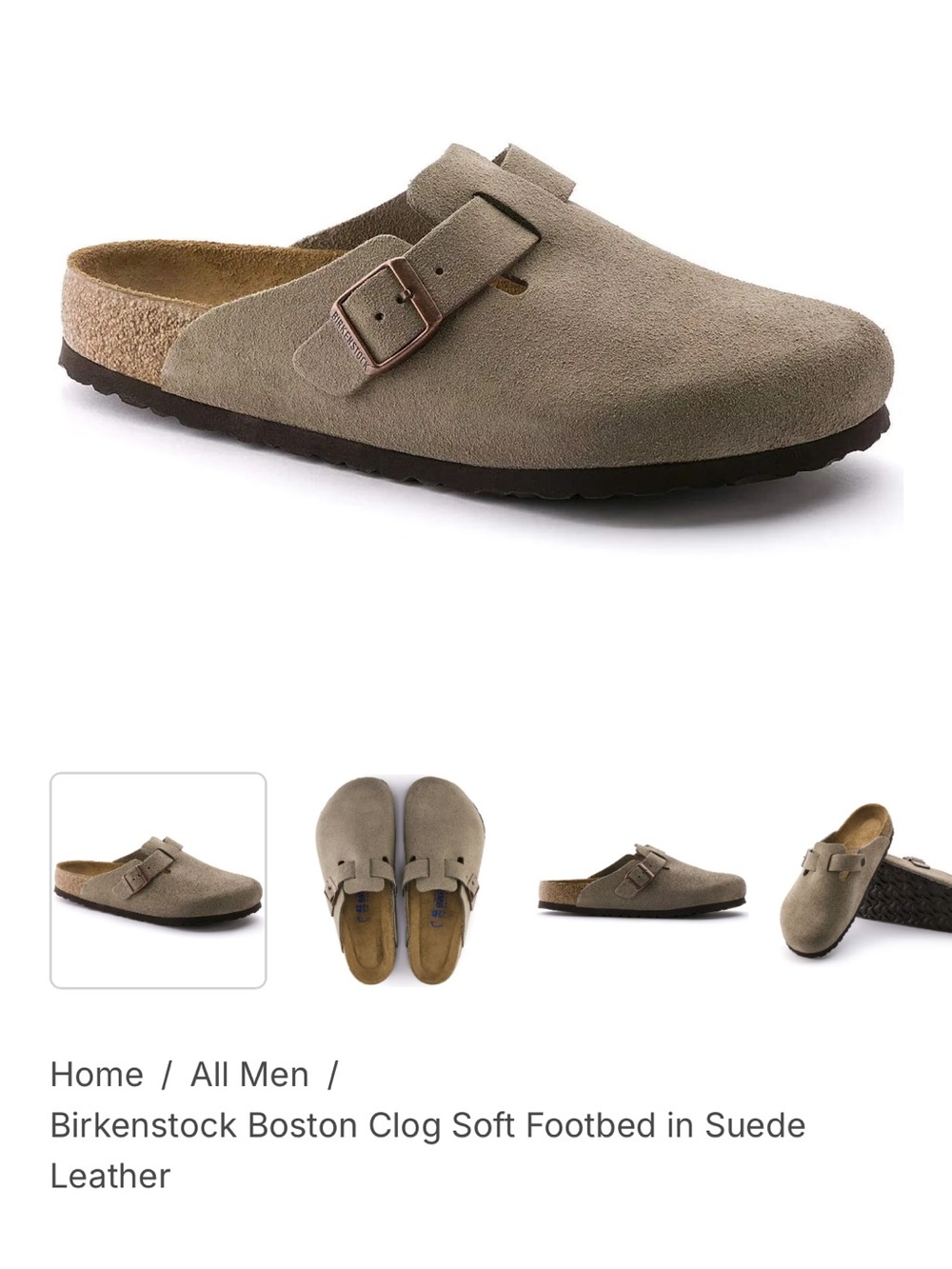 Birkenstock Boston Suede Clog in Taupe
